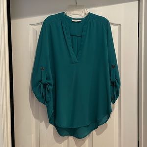Nordstrom Lush 3/4 Sleeve Blouse Teal Size Medium